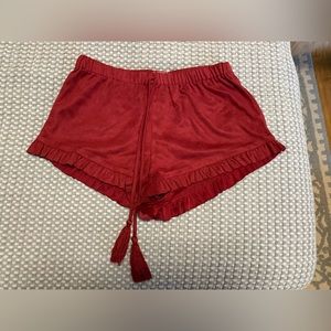 Burgundy Medium Suede Short Shorts